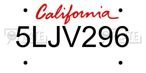 5LJV296 California License Plate