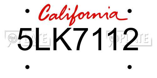 5LK7112 California License Plate