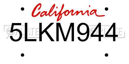 5LKM944 California License Plate