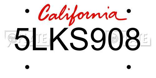5LKS908 California License Plate