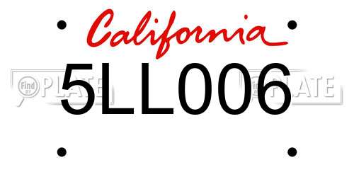5LL006 California License Plate