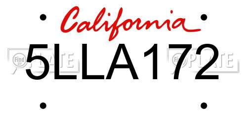 5LLA172 California License Plate