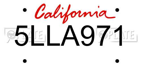 5LLA971 California License Plate