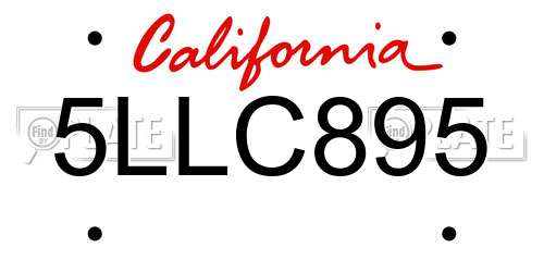 5LLC895 California License Plate