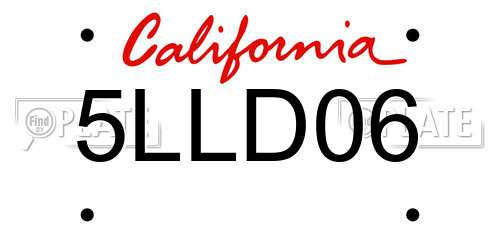 5LLD06 California License Plate