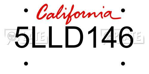 5LLD146 California License Plate