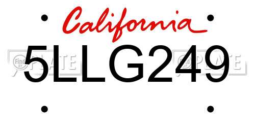 5LLG249 California License Plate