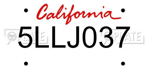 5LLJ037 California License Plate