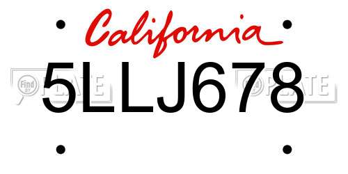 5LLJ678 California License Plate