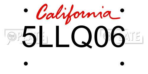 5LLQ06 California License Plate