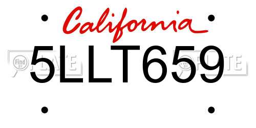 5LLT659 California License Plate