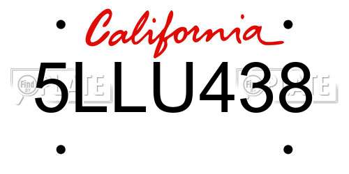 5LLU438 California License Plate