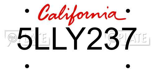 5LLY237 California License Plate