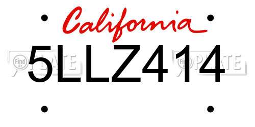 5LLZ414 California License Plate