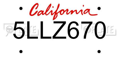 5LLZ670 California License Plate