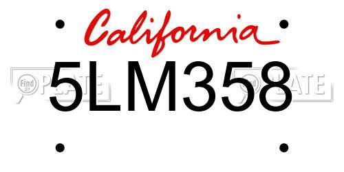 5LM358 California License Plate