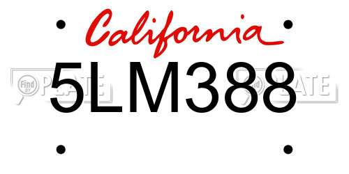 5LM388 California License Plate