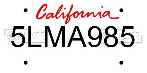 5LMA985 California License Plate