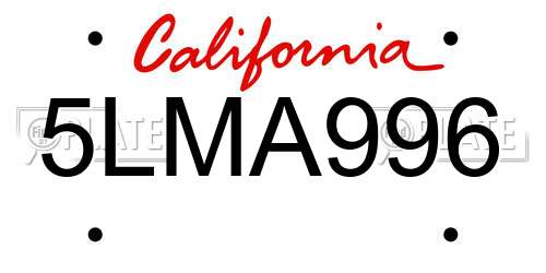 5LMA996 California License Plate
