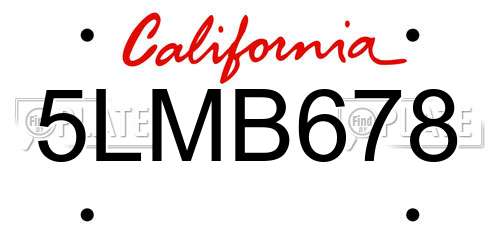 5LMB678 California License Plate