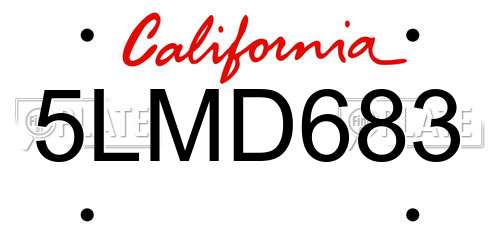 5LMD683 California License Plate