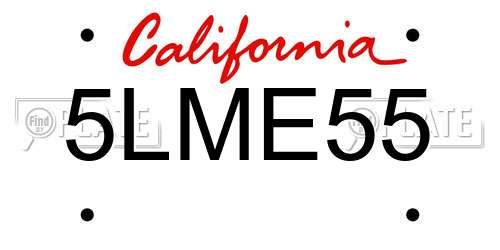 5LME55 California License Plate