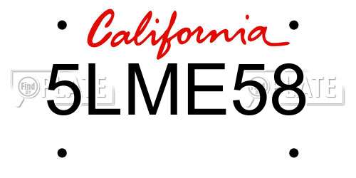 5LME58 California License Plate