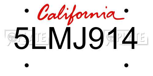 5LMJ914 California License Plate