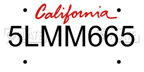 5LMM665 California License Plate