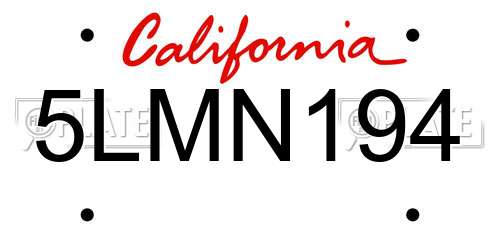 5LMN194 California License Plate