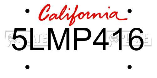 5LMP416 California License Plate