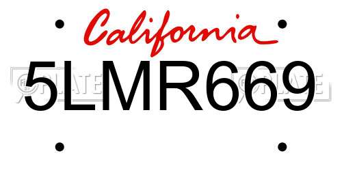 5LMR669 California License Plate