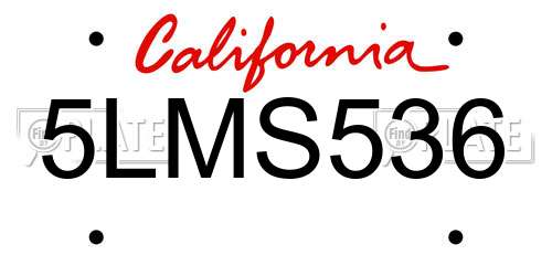 5LMS536 California License Plate