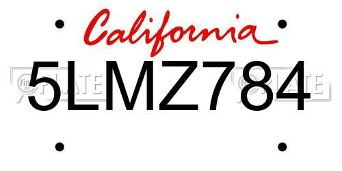 5LMZ784 California License Plate