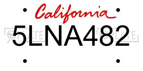 5LNA482 California License Plate