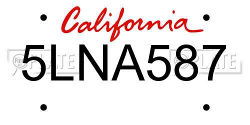 5LNA587 California License Plate