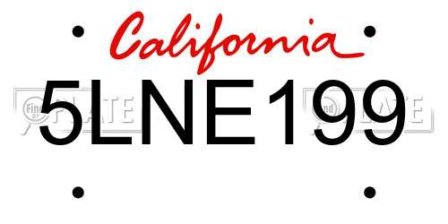 5LNE199 California License Plate