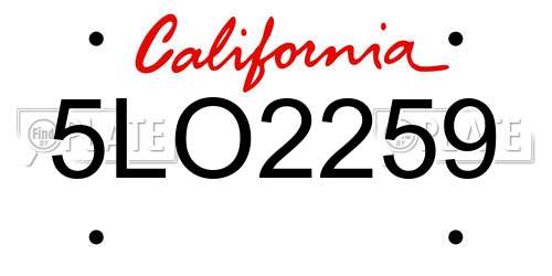5LO2259 California License Plate