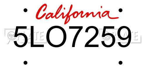 5LO7259 California License Plate