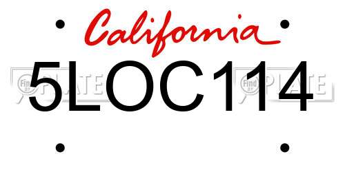 5LOC114 California License Plate