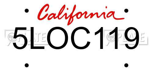 5LOC119 California License Plate
