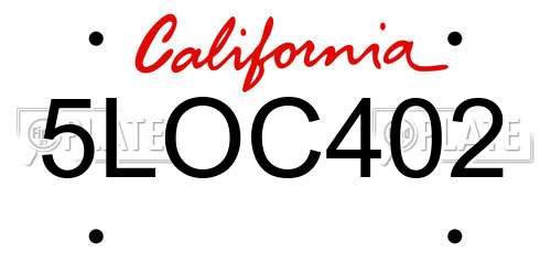 5LOC402 California License Plate