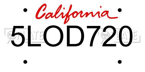 5LOD720 California License Plate
