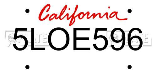 5LOE596 California License Plate