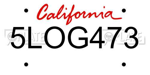 5LOG473 California License Plate