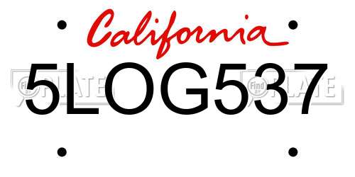 5LOG537 California License Plate