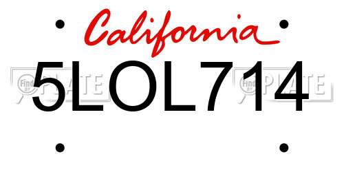 5LOL714 California License Plate