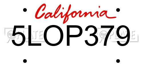 5LOP379 California License Plate