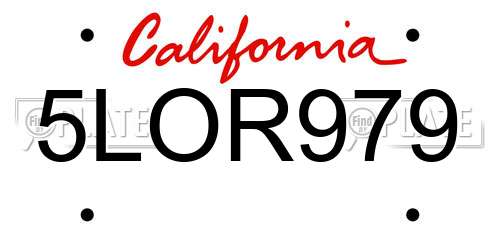 5LOR979 California License Plate