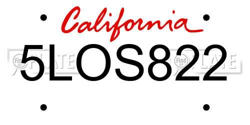 5LOS822 California License Plate